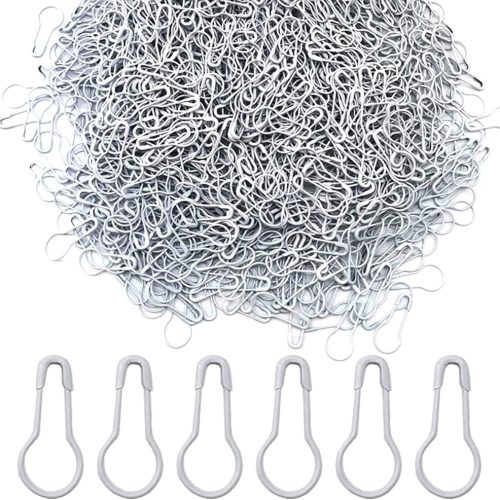 1000 pcs Metal Safety Pins Gourd Bulb Calabash Bead Needle Pin Clothing Tag Pin DIY Home Accessories (White)