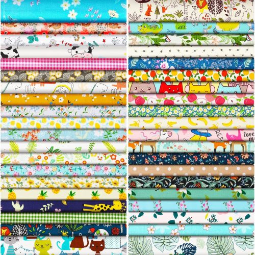 40 Pcs 10 x 10 Inches Animal Floral Cotton Fabric Bundle Squares Precut Fabric Multi Color Floral Fat Squares Sheets for DIY Craft Quilting Sewing