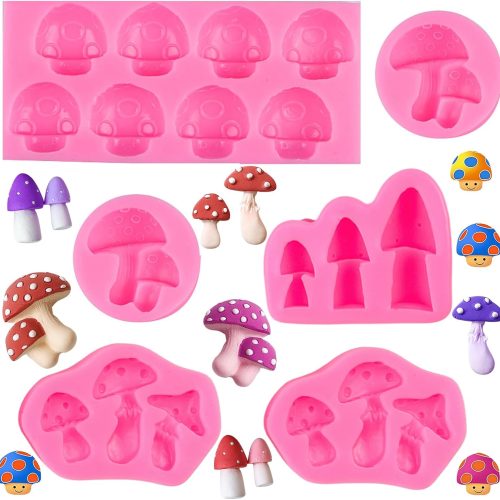 Mushroom Chocolate Molds, Mushroom Shaped Silicone Molds, Cute Candy Vegetable Fondant Molds, Cake Candy Chocolate Polymer Clay, Gummy, Crafting Projects Cupcake Topper Decor