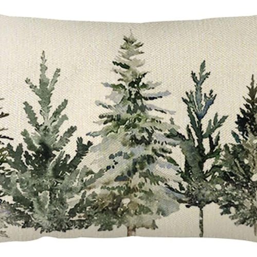 Ogiselestyle Christmas Winter Trees Lumbar Throw Pillow Cover, 12 x 20 Inch Xmas Winter Holiday Party Cushion Case Decoration for Sofa Couch