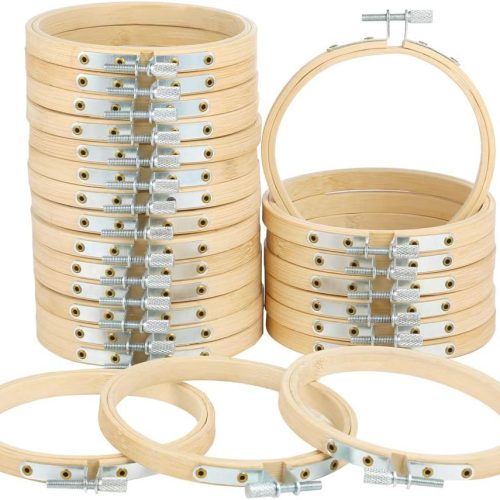 Caydo 24 Pieces 4 Inch Embroidery Hoops Bulk Wholesale Cross Stitch Hoop Ring for Embroidery, Art Craft Handy Sewing and Christmas Decoration