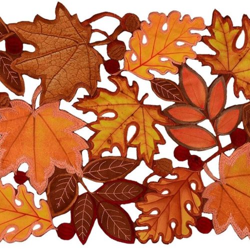 Simhomsen Set of 4 Embroidered Leaves Table Place-mats for Thanksgiving, Fall or Autumn Harvest Decorations 14 × 20 inches