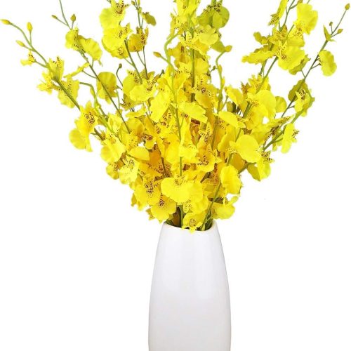 Artificial Flowers Orchids Silk Fake Flowers in Bulk, 10 Pcs (Each 20”), for Wedding Festive Party Home Office Decoration, Not Include Vase