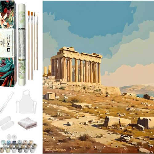 KANEDESG Paint by Numbers kit for Adults Beginner, Large 16x20Inch Pre Drawn Canvas Easy Adult Paint by Number Kits for Gift, Acrylic DIY Greek Parthenon Painting Color by Numbers for Adults