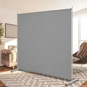 Single Large Panel Room Divider, Privacy Screen for Office, Partition Separators, Freestanding Divider 71''W x 69.5''H, Grey