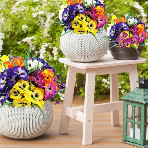 10 Bundles Artificial Pansy Flowers UV Resistant Plastic Plants Fake Silk Faux Flowers for Outdoor Planters Home Indoor Outside Garden Porch Window DIY Decoration (Multicolor)