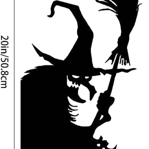 3 Halloween Window Decoration Giant Witch Window Posters Windows Clings Halloween Spooky Cemetery Witch Wall Decals Creepy Silhouette for Hallo-ween Decor Indoor Outdoor Party Supplies