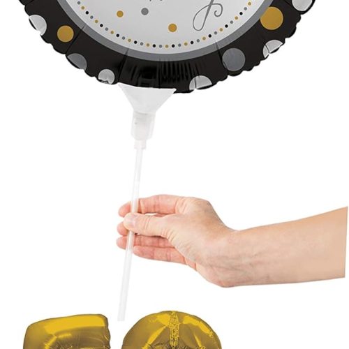 3 Creative Converting 317307 Happy 50th Birthday Balloon Centerpiece Black and Gold for Milestone Birthday Black & Gold, 18"