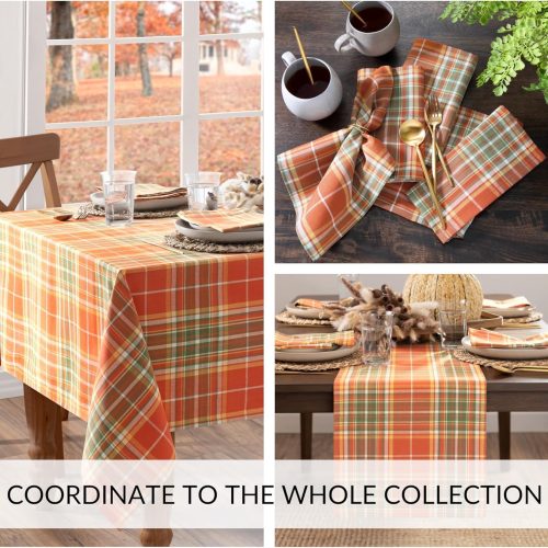 Home Fashions Hawley Plaid Harvest Fall/Thanksgiving Cotton Console Centerpiece/Table Runner, 13"x70"