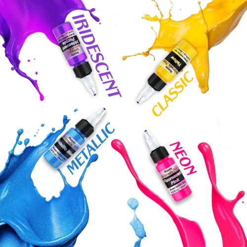 Airbrush Paint, 44 Colors with 6 Thinner, Airbrush Paint Set Includes Iridescent & Metallic & Neon & Classic Colors, Water-Based Air Brush Paints Acrylic Ready to Spray, 20ml/Bottle