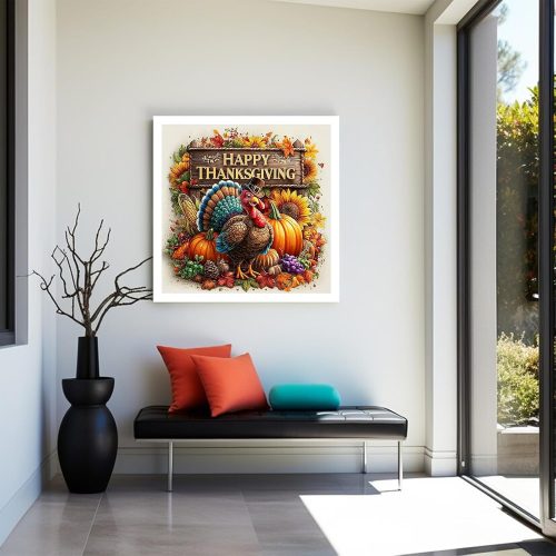 Thanksgiving Turkey Diamond Painting Kits for Adults, 5D Fall Diamond Art Kits for Beginners, Full Round Drill Diamond Dot Painting Gem Art Kits,Home Wall Decor 13.8x13.8 Inch
