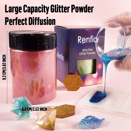 Holographic Ultra Fine Glitter Powder, 5.65 Oz 160g Metallic Resin Suppies Glitter PET Flakes Crafts Sequins 1/128" 0.008" 0.2mm Epoxy Chips Flakes for Tumblers Slime - Laser Silver