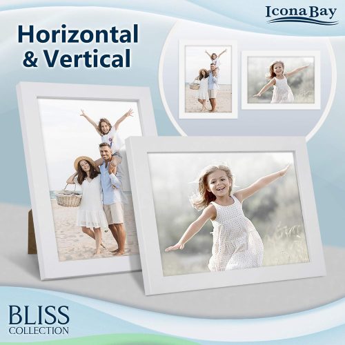 5x7 Picture Frames - White, 12 Pack - Modern Style Engineered Wood Frames - Table Top or Wall Mount - Bliss Collection