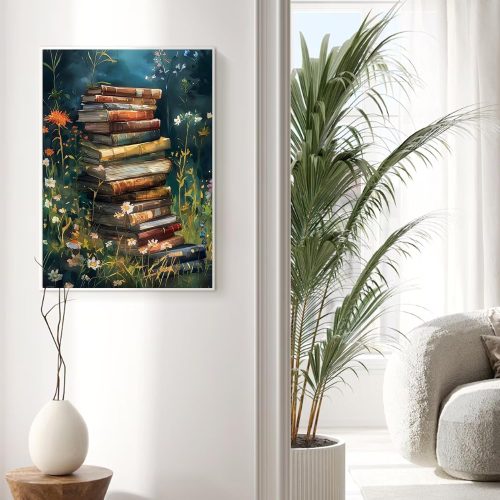 Books Diamond Art Kits for Adults, Flower 5D Diamond Painting for Adults, Crystal Gem Art Painting Kit for Wall Home Decor 12x16 inch
