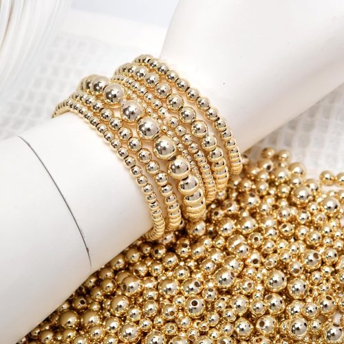 500 pcs 18K Golden Filled Spacer Beads, Round, Smooth Metals Lasting for DIY Jewelry (Gold 2mm)
