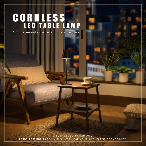 LED CordlessTable Lamp,4000mAh Rechargeable Battery Desk lamp,3 Level Brightness Beside Night Light, Minimalist Design, for Couple Dinner/Coffee Table/Restaurant/Bedroom(Kahaki-4PACK)