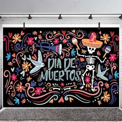 5x3ft Day of The Dead Backdrop Dia De Muertos Old Classroom Grunge Graffiti Blackbaord Skull Bone Body Photo Background Vintage Mexico Holiday Adults Children Portrait Shoot Vinyl Studio Prop