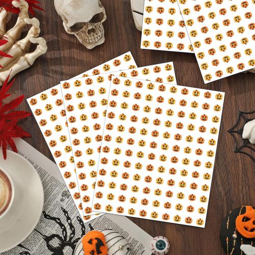 2400Pcs Halloween Mini Sticker Grimace Pumpkin Paper Decals Orange Jack-O-Lantern Self-Adhesive Stickers for Envelopes Scrapbook Gifts DIY, 0.5 in