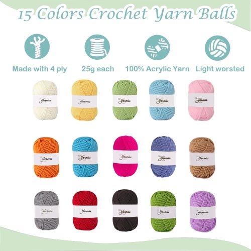 Crochet Kits with Case, Beginner Crochet Set Includes 1050 Yards Crochet Yarn & 12 Size Ergonomic Crochet Hooks