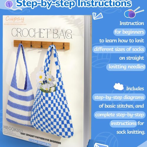 Beginner Crochet Bag Kit with Instructions & Enough Yarn, Easy Starter Kit to Learn Crochet & Make Tote Bag
