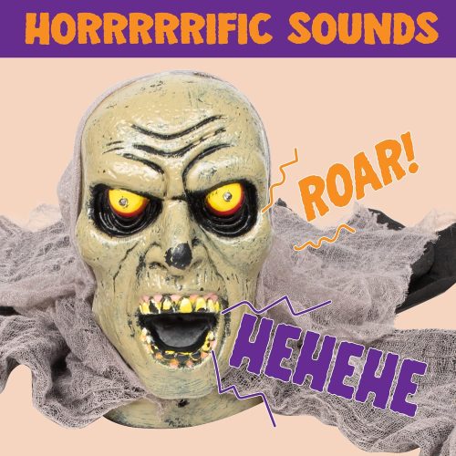 Zombie Halloween Decoration Outdoor Groundbreaker with Sound and Flashing Eyes, Scary Halloween Graveyard Decor for Yard Garden, Outside Lawn Haunted House Prop