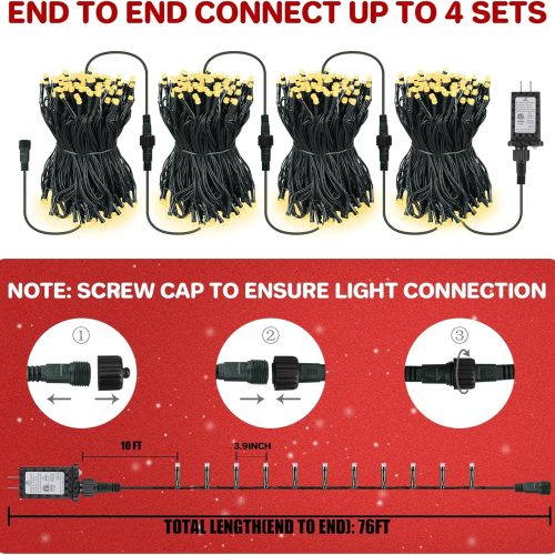 66FT 200 LED Christmas Light, Twinkle Xmas Lights with 8 Modes and Timer, Outdoor Waterproof Christmas Tree Lights for Room Bedroom Wedding Party Holiday Decorations, Warm White