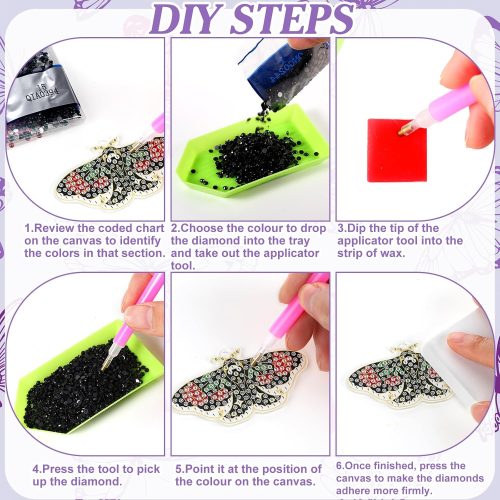 20 Pcs Butterfly Diamond Painting Keychains Kits Diamond Art Keychain 5d Butterfly Diamond Key Chain Spring Summer Diamond Hanging Ornaments Key Ring for Adults Beginners DIY Crafts Decor