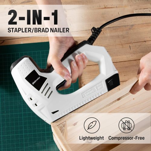 4 Electric Staple Gun, 2-in-1 Staple Gun Brad Nailer Including 2000Pcs Staples and Nails, 120V Corded Nail Gun Electric Stapler Heavy Duty for DIY Projects, Upholster and Woodworking