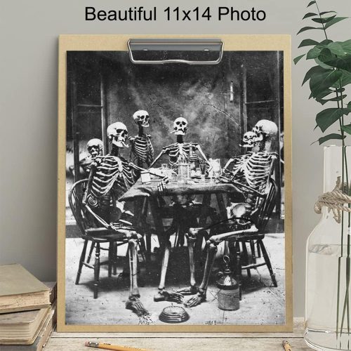 Vintage Skeleton Wall Art LARGE 11x14 - Gothic Home Decor - Pagan Gifts - Creepy Scary Picture - Halloween Decoration - Occult Supplies - Skeleton Decor - Horror Wall Picture - Funny Photo