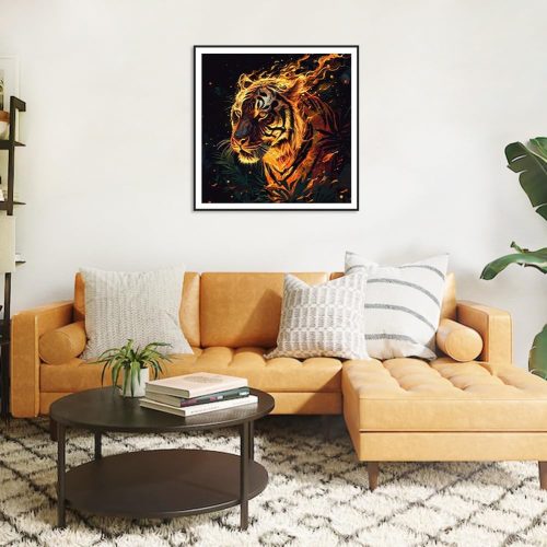 4 Stalente Diamond Painting Kits for Adults Tiger, 5D DIY Diamond Art Kits for Beginners Round Full Drill Diamond Painting for Home Wall Decoration Gift 12×12inch, Animal