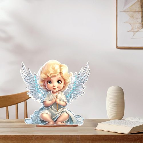 4 JISHSHAY Diamond Art Desk Decor Angel Diamond Painting Desk Ornaments Angel Gem Painting Desktop Gem Art Table Ornaments Mosaic Kits for Adults Table Top Decorations Embroidery Kit Tabletop