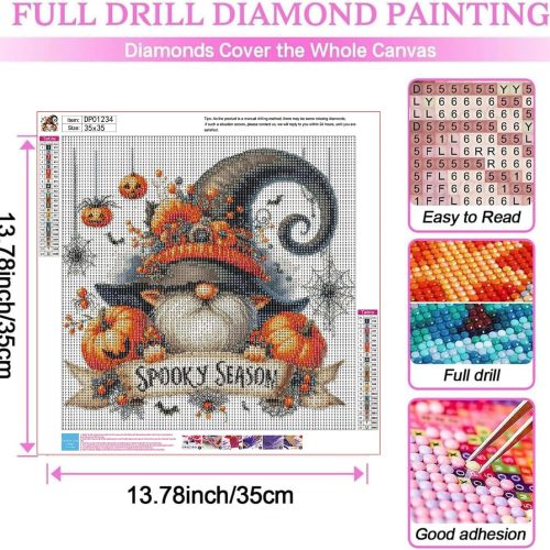 Halloween Diamond Art Kits for Adults,5D Gnome Diamond Art for Beginners,DIY Full Drill Diamond Painting Kit,Home Wall Decor Diamond Painting (13.78x13.78 Inch)