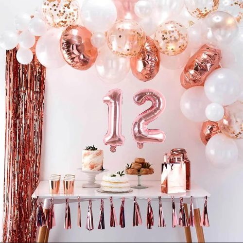 Number Balloons 16 Inch Rose Gold 0-9 Number Mylar Foil Balloons 10 Pcs Custom digitalal Balloons for Birthday Party Engagement Graduations Anniversary Baby Shower Decorations Party Supplies