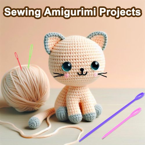 50 Count 9cm(3-5/9 inch) Plastic Yarn Needles for Kids, Large Eye Sewing Crochet Needle for Yarn Amigurimi Darning Tapestry Plastic Canvas Needle DIY Sewing Needles Crafts, Assorted Colors