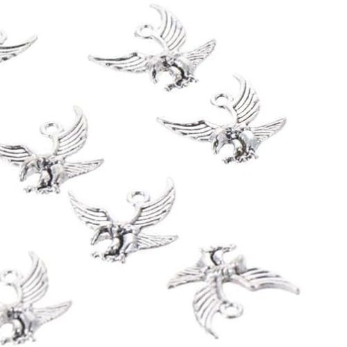 100 Pcs 3D Animal Eagle Shape Charms,0.78X0.78inch Antique Silver DIY Charms for Earring Jewelry Making