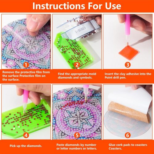Ocean Diamond Art Coasters Kit for Adults, 8PCS DIY Diamond Painting Coaster Crafts with Holder, Mosaic Gem Art Craft Kits, Diamond Dotz Painting Accessories, Arts and Crafts Gift for Women & Teens
