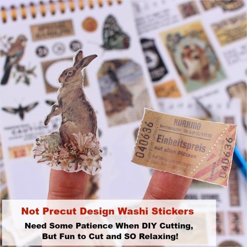 900Pcs Mini Scrapbook Washi Stickers for Journaling, 50 Sheets Vintage Sticker Book, Ephemera for Junk Journal Supplies Bullet Journals, Scrapbooking, DIY Crafts Arts