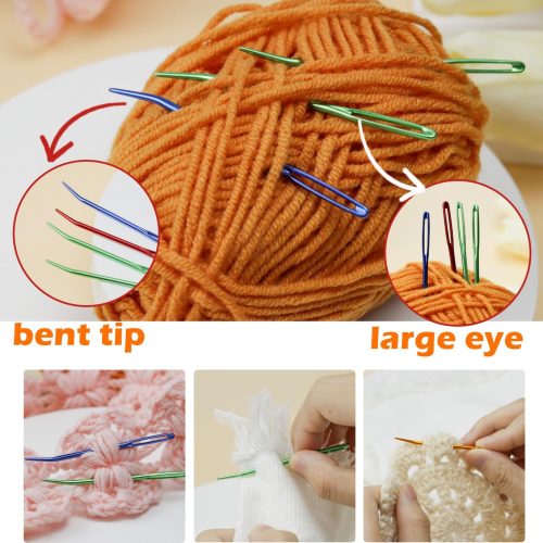 19 Pcs Yarn Needles Set, Assorted Yarn Needles Bent Tapestry Needle Weaving Needle Darning Needles Plastic Needles Large Eye Blunt Knitting Needles for Sewing Crochet 03