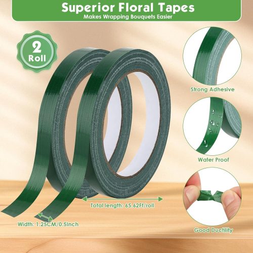 10 Pcs Green Floral Foam Blocks (5.5” x 3.1” x 1.7”) with 2 Rolls Waterproof Floral Tape - 12mm x 65.62ft, for Fresh or Artificial Flower Arrangements, DIY Wedding, Home Decor, and Crafts