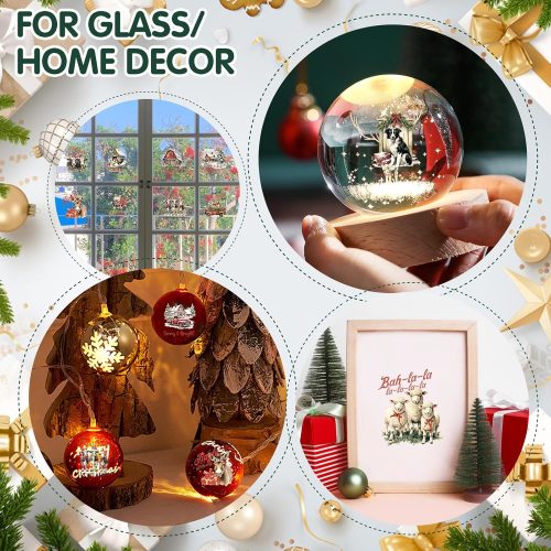 24 Sheets Vintage Christmas Rub On Transfers for Crafts, Rub On Transfers Christmas for Wood，Furniture Decals, Glass, Porcelain, Leather, Canvas, Fabric Projects,3 * 3inch(Farm Christmas)