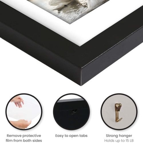 4 A4 Frame Black - Display 6x8 Picture Frame With Mat or 8.27x11.69 Inch Without Mat Poster Frame, Certificate Document Frame, for Wall Art