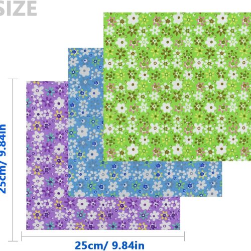 4 9.8X 9.8 42Pcs Cotton Print Fabric Bundle Squares Pre-Cut Multicolor Design Printed Quilting Sewing Floral for Quilting Patchwork DIY Craft Scrapbooking Cloth (Red/Yellow/Green/Blue/Pink/Purple)