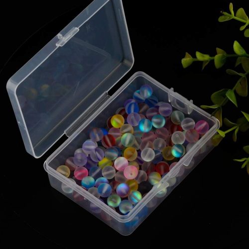 4 Matte Aurora Crystal Glass Beads 100pcs 8mm Flash Glitter Shining Mermaid Round Loose Aura Bead Frosted Moonstone for Jewelry Making (Multicolor, 8mm)