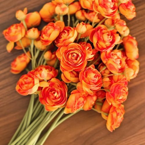 Letjolt Ranunculus Artificial Flower 18 Pcs Orange Silk Ranunculus Wedding Bouquet Engagement Centerpieces Arrangements Bridal Shower Decorations Home Decor, Orange