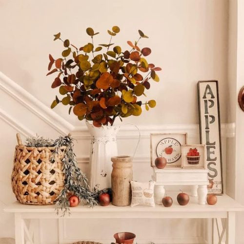 4 Pcs Artificial Fall Eucalyptus Leaves Greenery Stems Plants for Home Floral Arrangement Wedding Party Autumn Thanksgiving Table Centerpiece Decorations, 26.7"