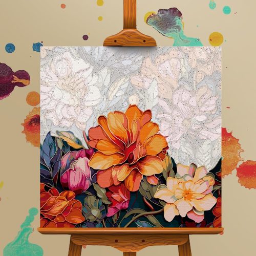 Paint by Numbers Kit for Adults Beginner, Flowers Acrylic Adult Paint by Number Kits on Canvas, Flowers Watercolor Oil Number Painting for Adults, Perfect for Home Decor Gift 16"x16"