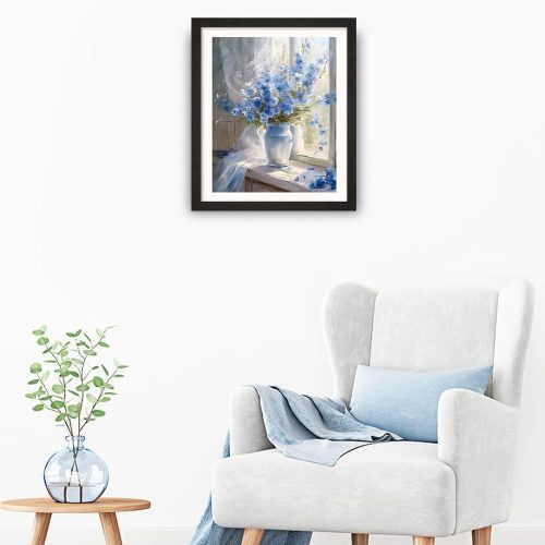 Natuyalo Paint by Numbers Kit for Adults - Blue Flower DIY Adult Paint by Number Kits Vase Acrylic Canvas Painting for Adults Beginners Art Crafts Without Frame, 16x20 Inch