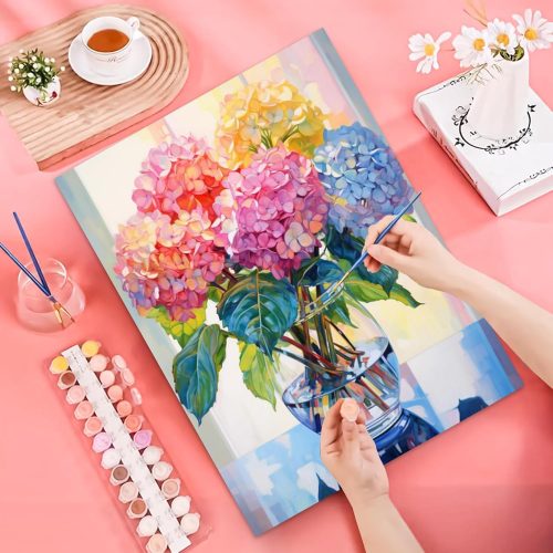 Cewlonp 4 Pack Paint by Number for Adults & Beginners - Easy Flowers Canvas Paint by Numbers for Home Wall Decor (4 Pack, 12x16 inch)
