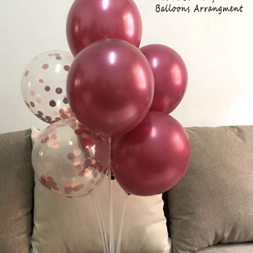 Metallic Burgundy Balloons and Confetti Rose Gold Balloons for Maroon Wedding Anniversary Decorations (Burgundy Rose Gold)