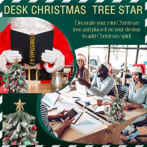 Mini Christmas Tree Topper Small Star Treetop for Christmas Tree Star Ornaments Decorative for Home Xmas Holiday Party(2.36 Inch,Glitter Gold)